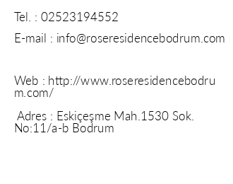 Rose Residence Bodrum iletiim bilgileri